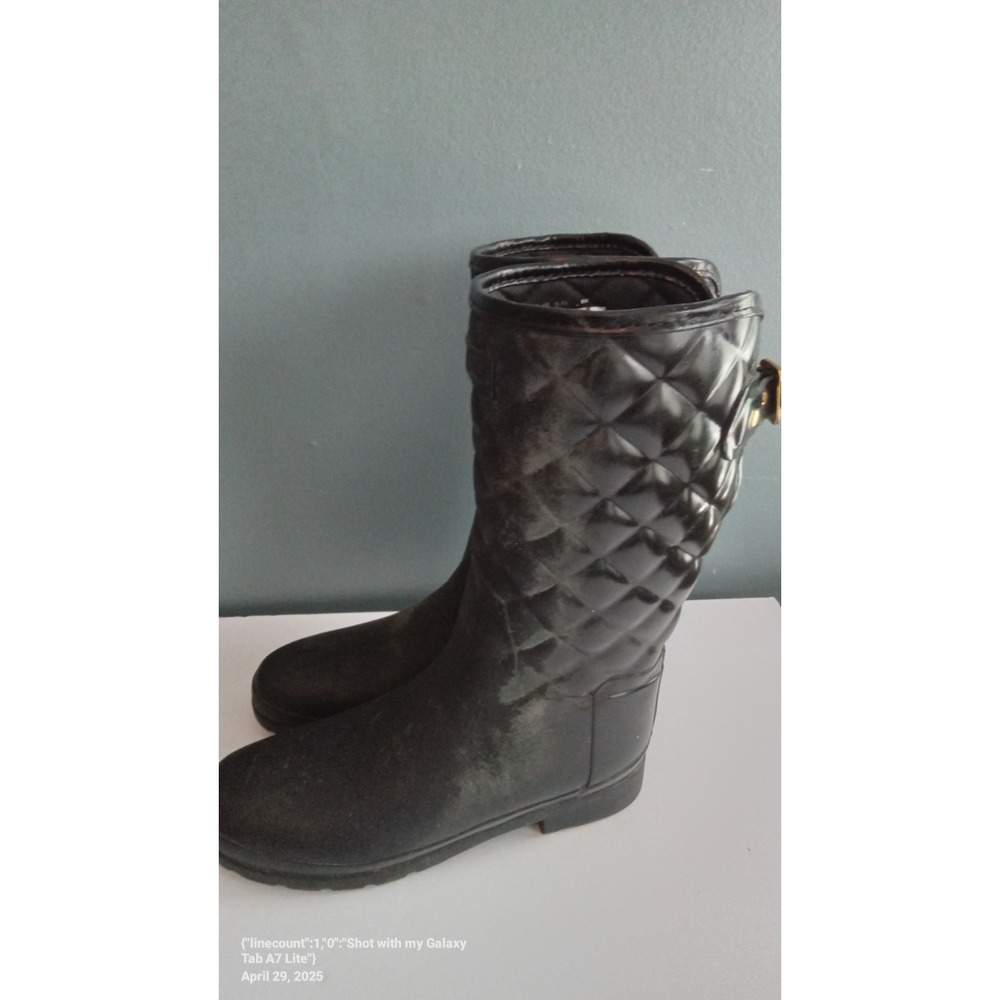 Quilted Rain Boots Buckle Accent Waterproof‎ Fashion Boots